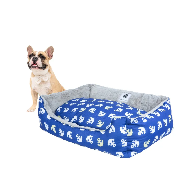 Anchor's Away Reversible Pet Bed Soft Calming Pet Bed, Anti-Anxiety, Nonskid Bottom, Premium Comfort Plus Pet Bed for Large/Medium/Small Dogs/Cats, SUPPORTS UP TO 90LBS (45"x30"x10")