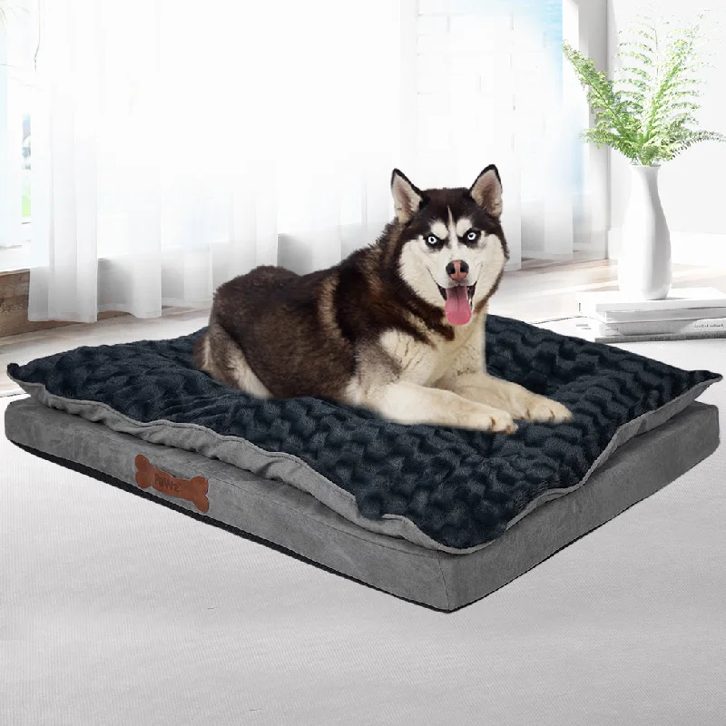 MEDIUM Dog Beds Calming Warm Soft Plush Comfy - Grey