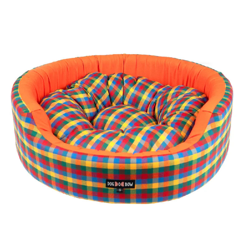 Dogobow Rubic Square Bed for Dogs and Cats (Multi Colour)