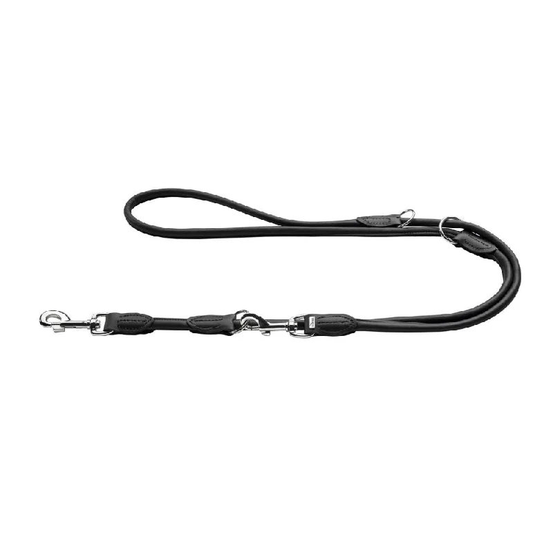 Hunter Rolled Soft Leather Dog Training Leash, Black