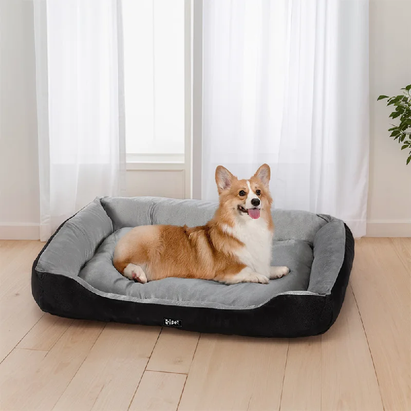 LARGE Dog Beds Pet Calming Soft Sleeping Comfy Plush Mat Cave Washable - Black