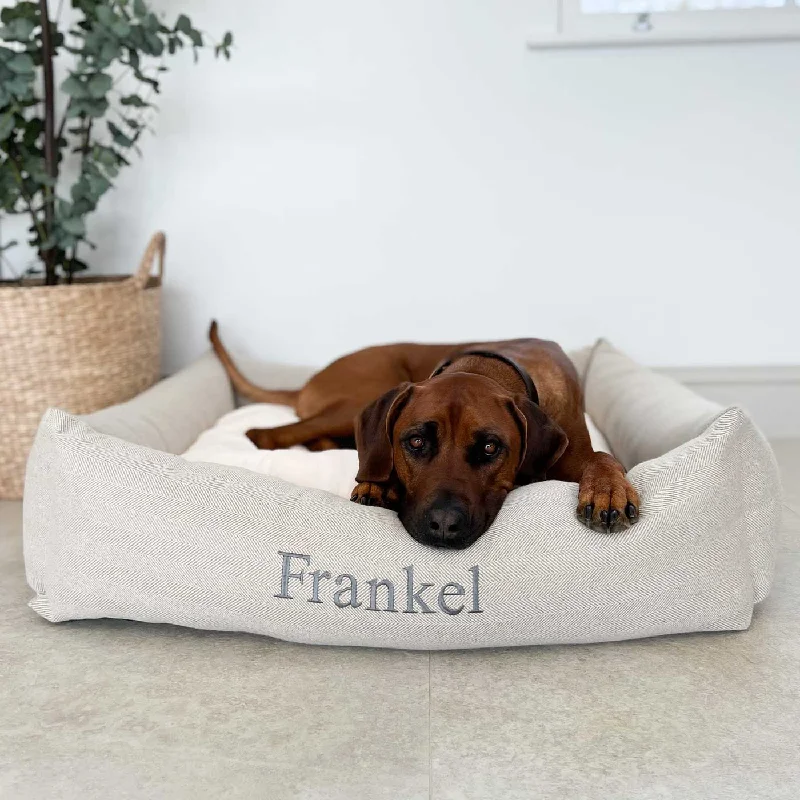 Box Bed For Dogs in Herringbone Tweed by Lords & Labradors