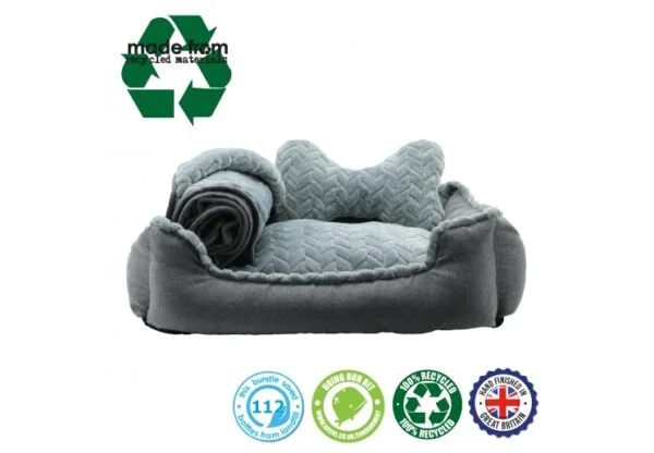 Ancol 'Made From' Grey Dog Bed Set