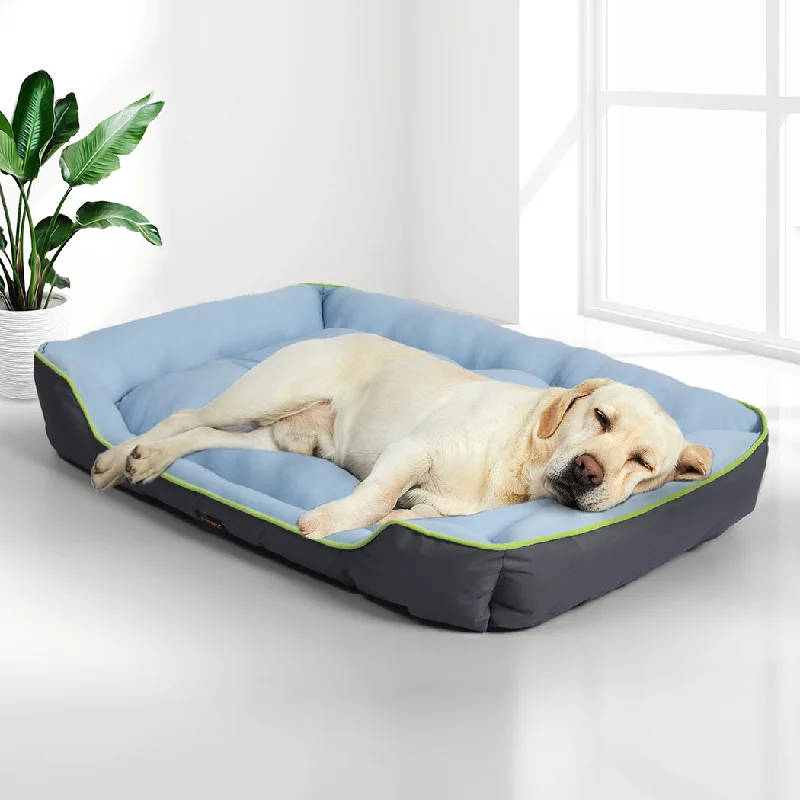 LARGE Dog Beds Pet Cooling Sofa Mat Bolster - Grey