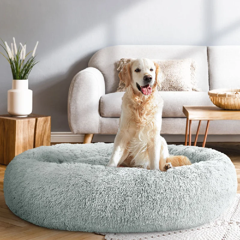 XLarge Dog Beds Pet 110cm Calming Soft Plush - Light Grey