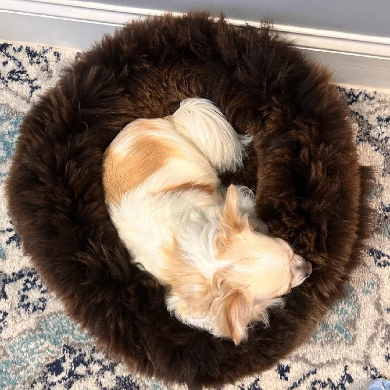 SMALL  Dark Brown Sheepskin Pet Bed