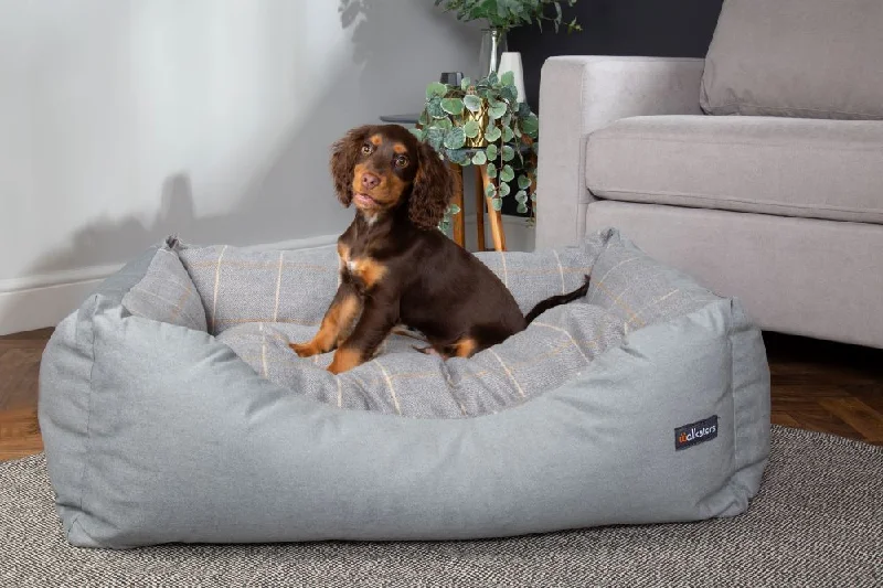 Walksters Buckingham Luxury Dog Bed in Grey Check