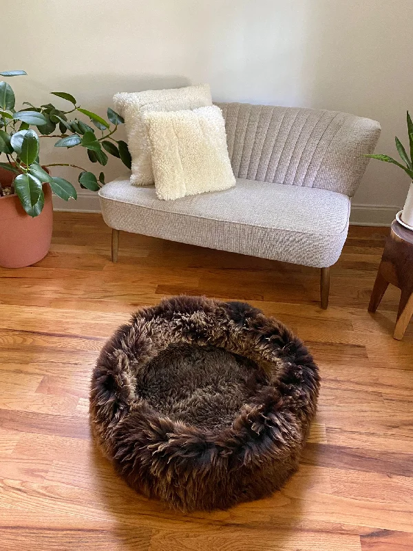 LARGE Brown Sheepskin Pet Bed