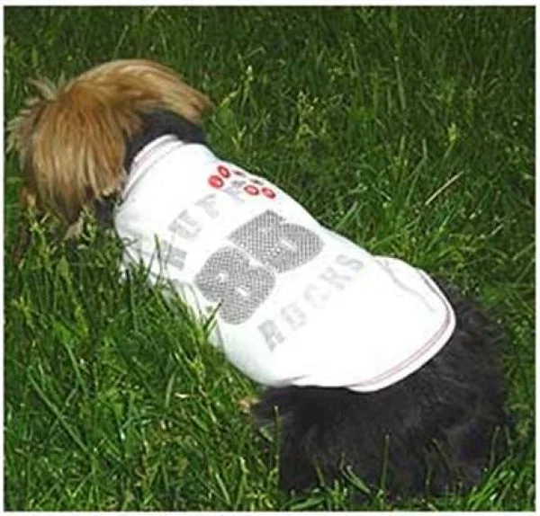 Because your pup rocks. White cotton dog tee.