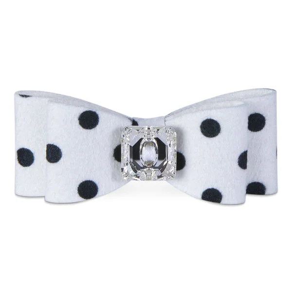 Black and White Polkadot Big Bow Hair Bow