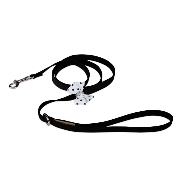 Black & White Polka Dot Nouveau Bow Leash