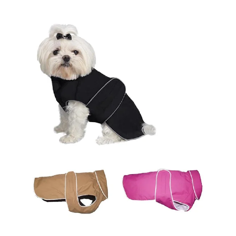 Dog Coat- Waterproof with Fleece Lining and Reflective Piping