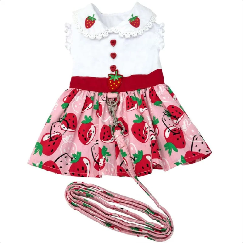 NEW Doggie Design Strawberry Picnic Dress with Matching Leash