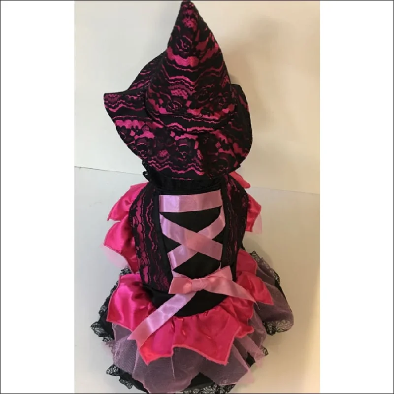 Halloween Pink Lace Witch Dog Costume