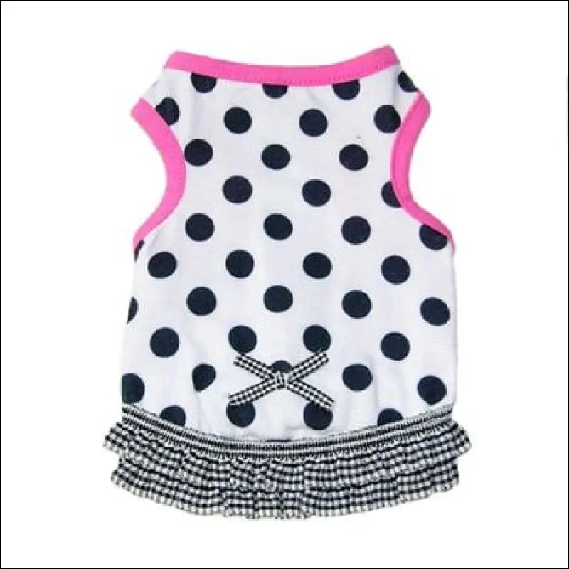 Mary Jane Tank Dog Dress - Black & White Polka Dots, Pink Trim*