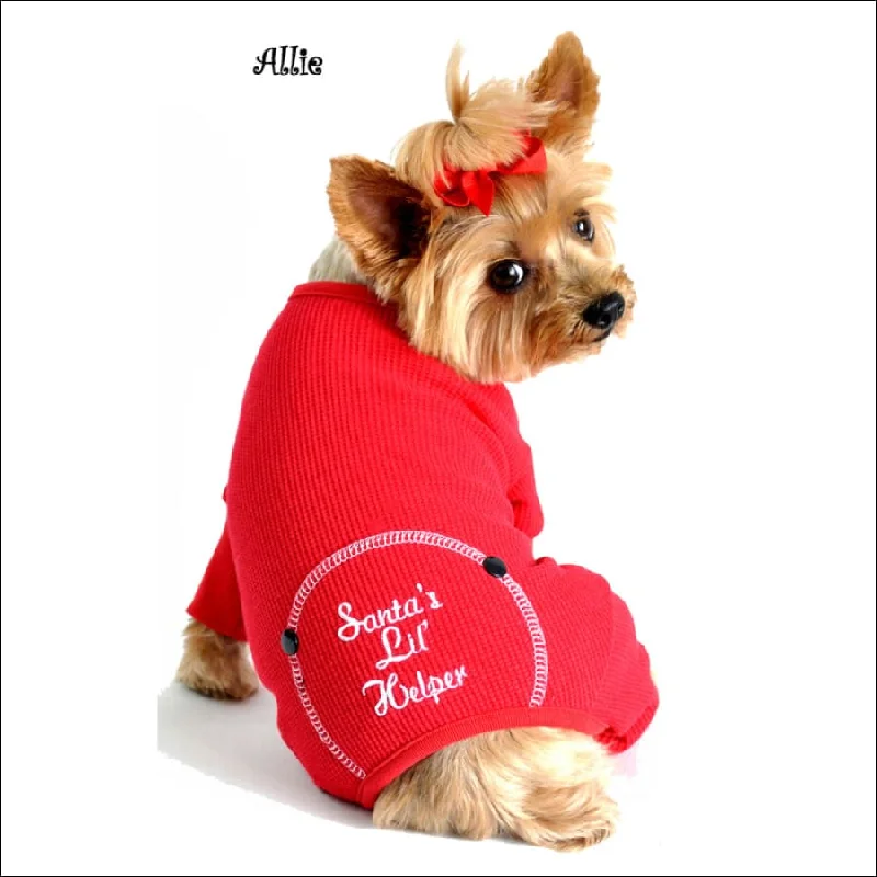 NEW- Christmas Red "Santa's Lil' Helper" Embroidered Pajama