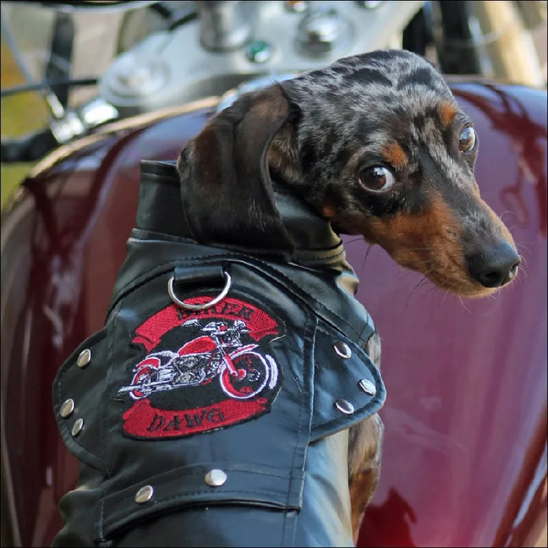 NEW-Doggie Design Black Biker Dawg Motorcycle Jacket