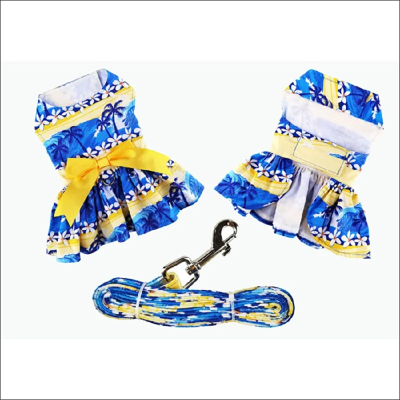 NEW-Doggie Design Catching Waves Dog Dress with Matching Leash