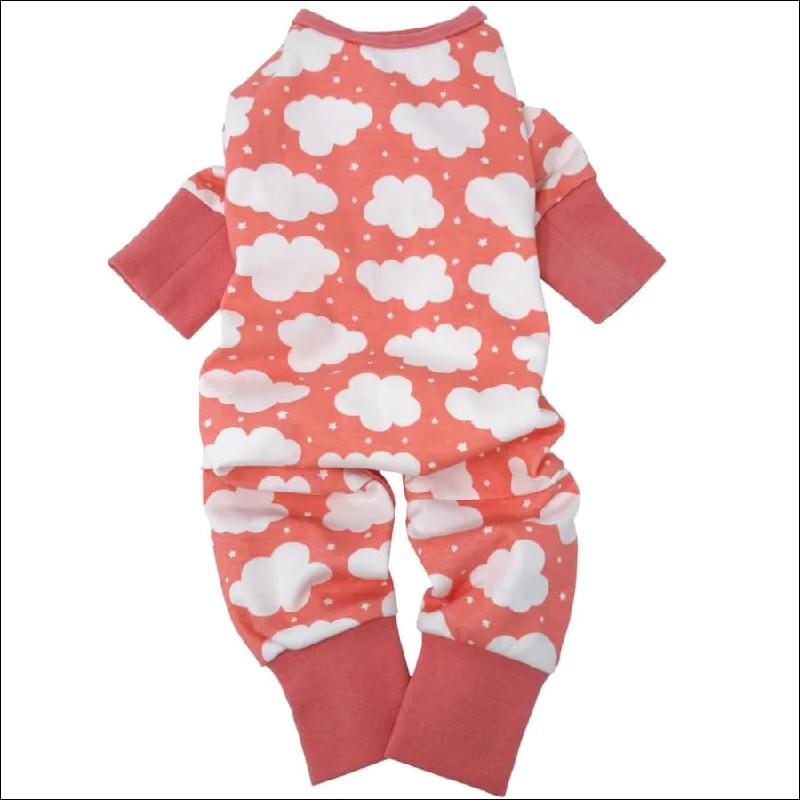 NEW-Doggie Design CuddlePup Dog Pajamas - Fluffy Clouds - Coral