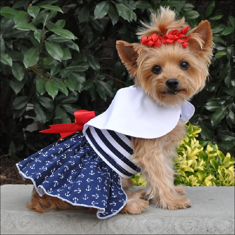 NEW-Doggie Design Nautical Dress Dress w/ Leash & D-Ring