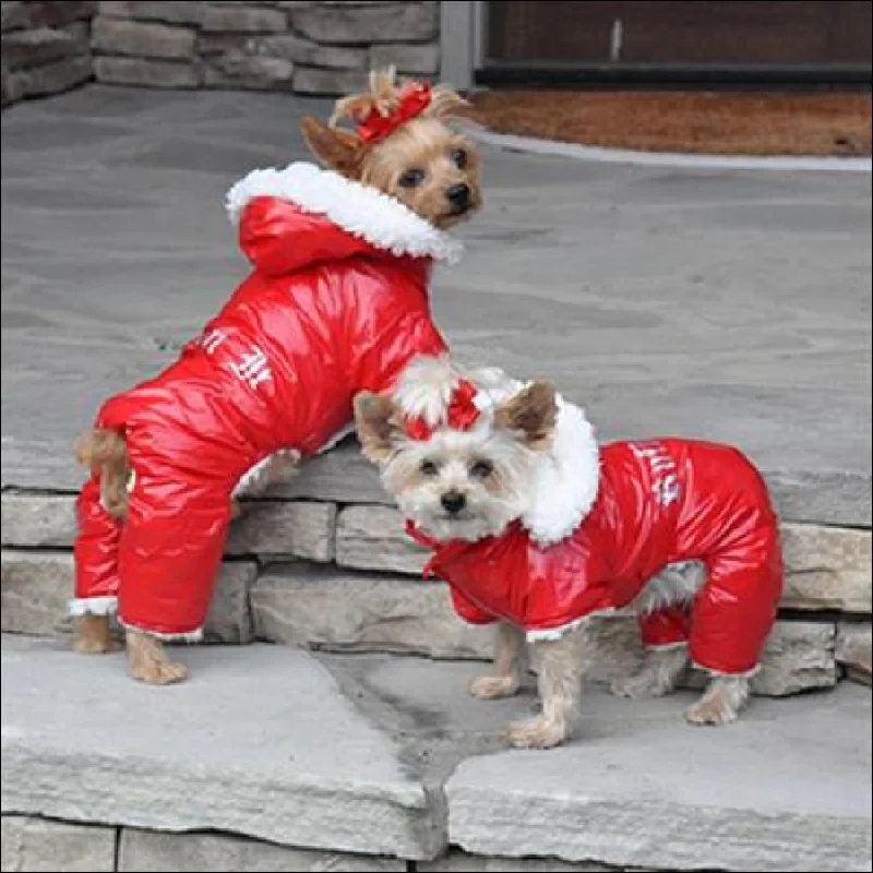 NEW-Doggie Design "Ruffin It" Red Snow Suit