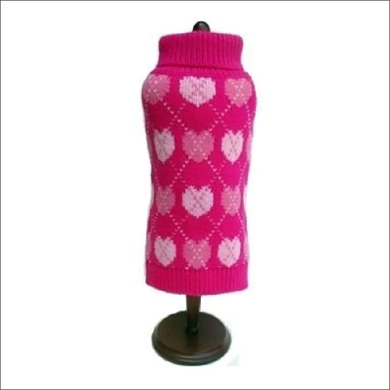 Pink Argyle Hearts Dog Sweater*