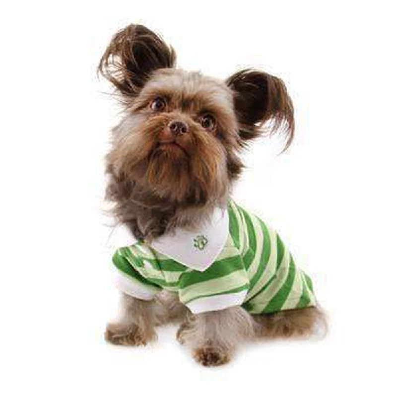 PuppyPAWer Stripe Dog Polo by Dogo - Green