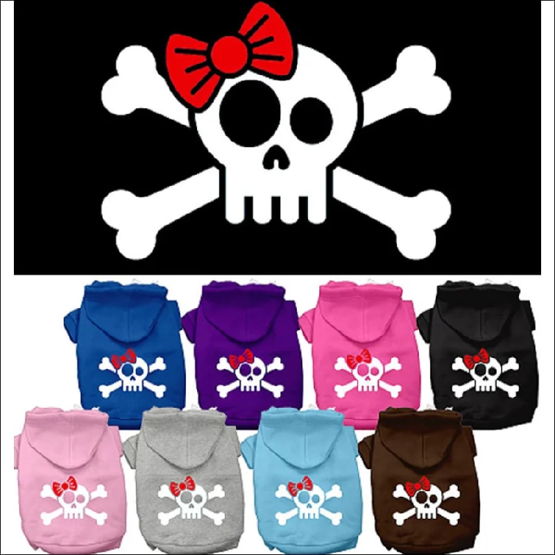 Skull and Crossbones Bow Screen Print Dog Hoodie