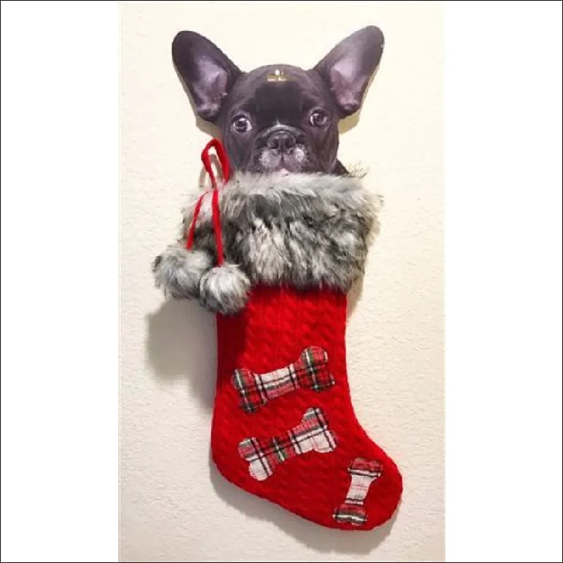 Three Plaid Bones Xmas Dog Stocking*