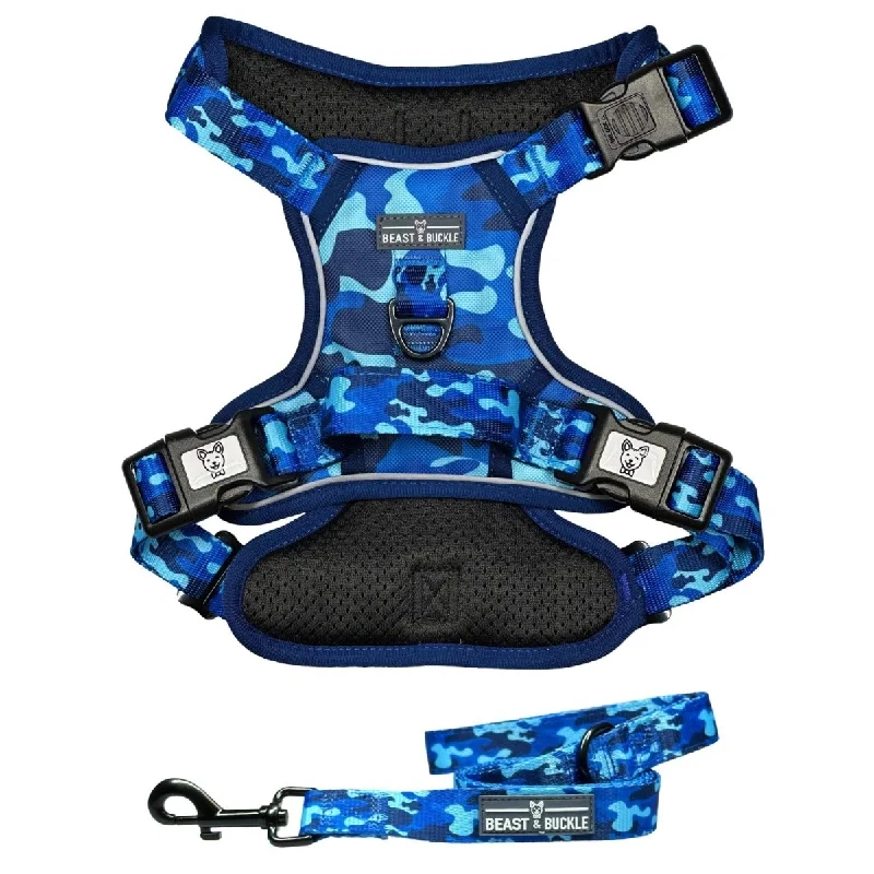 Blue Camo No Pull Harness Bundle