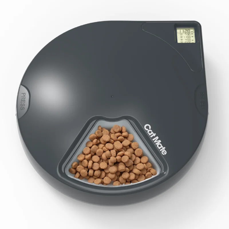 Cat Mate Five-meal Automatic Pet Feeder with Digital Timer (C500) – Anthracite Grey