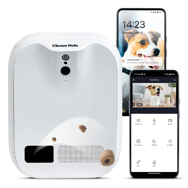 Closer Pets TreatView Pet Camera with Treat Dispenser (iOS/Android Compatible)