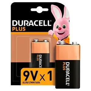 Duracell Plus 9V Alkaline Batteries, pack of 1