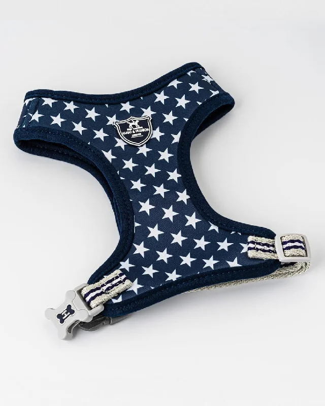 Navy Star Fabric Dog Harness