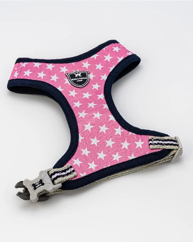 Pink Star Fabric Dog Harness