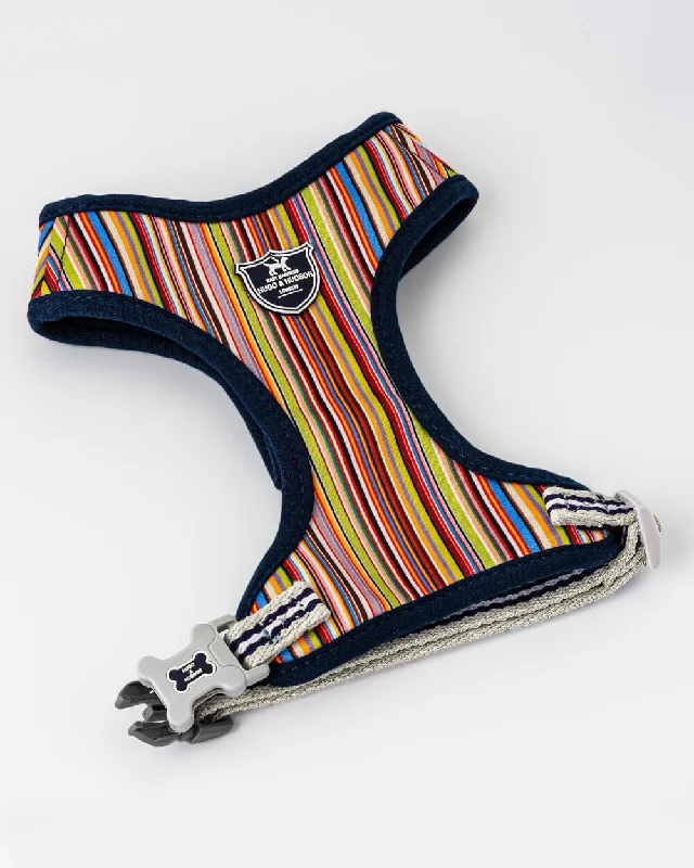 Striped Multi-colour Fabric Dog Harness