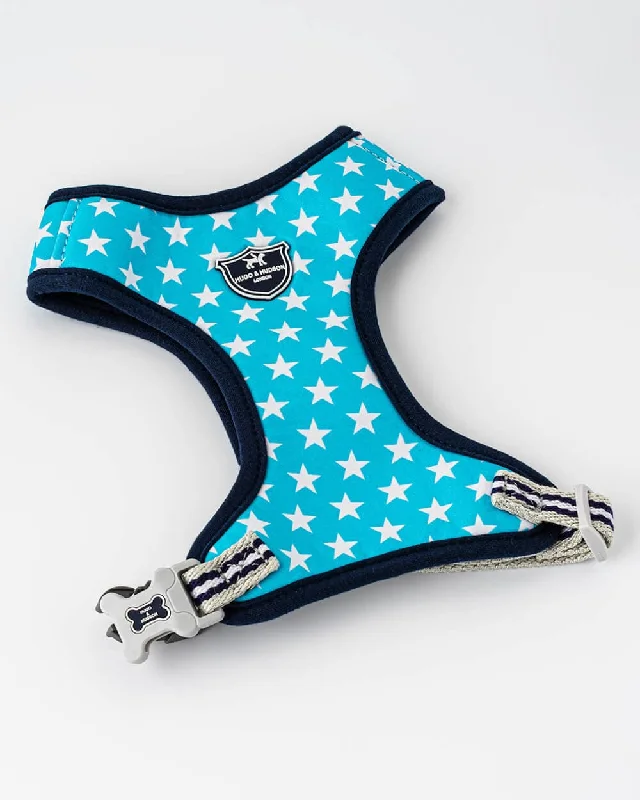 Turquoise Star Fabric Dog Harness