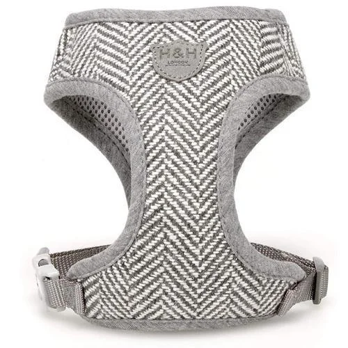 Hugo & Hudson - Grey Herringbone Tweed Dog Harness