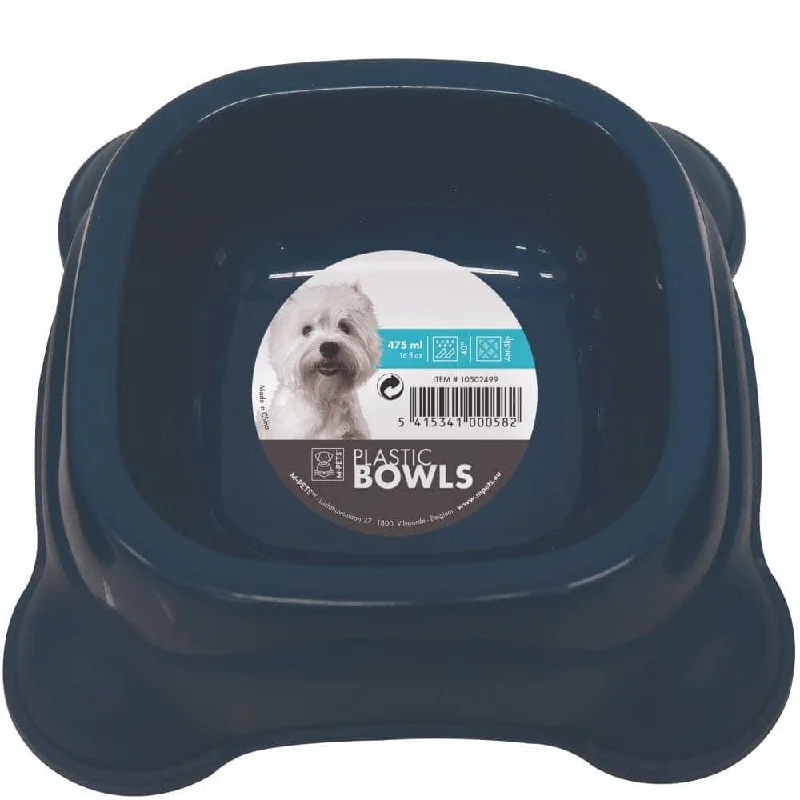 M Pets Plastic Single Bowl for Dogs (Blue)