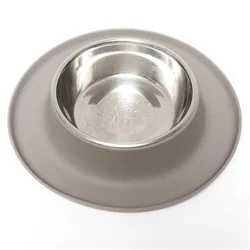 Messy Mutts Silicone Feeder with Stainless Bowl 1.5 Cups Medium Grey