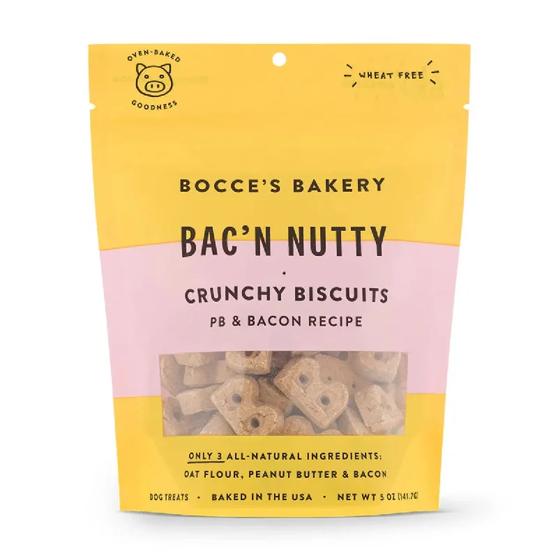 Bocce's Bakery Bac'N Nutty 5oz Biscuit Bags Dog Treats