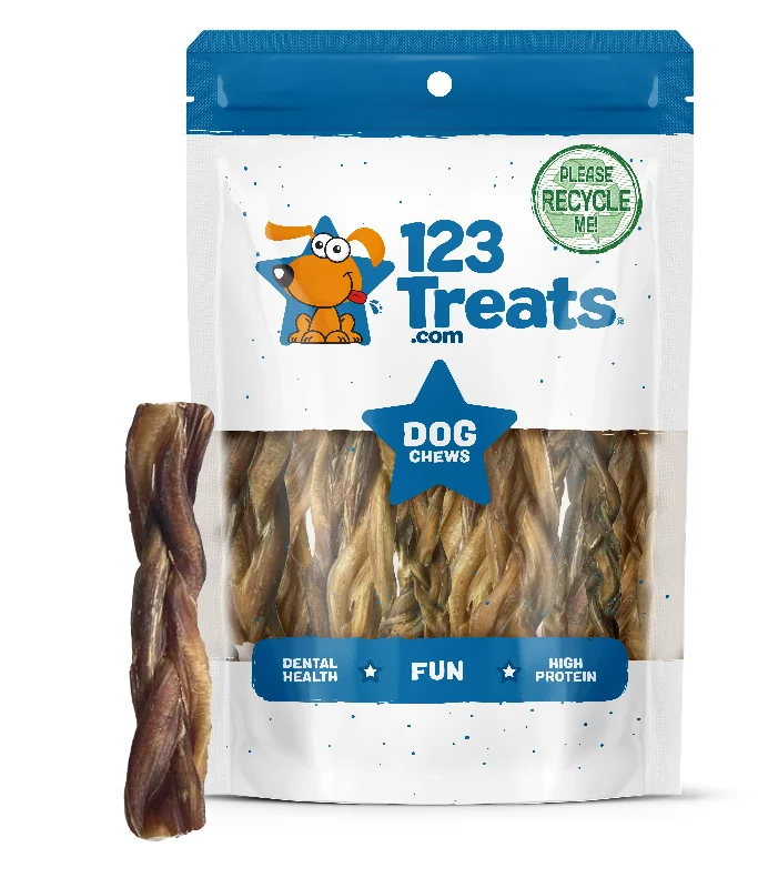 Braided Bully Sticks 5-6 inches chews for dogs (8 ounce bag) all Natural Beef chews