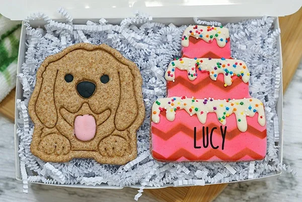 Custom Dog  Birthday Cake Box  | Dog Treat 2 Cookie Gift Box