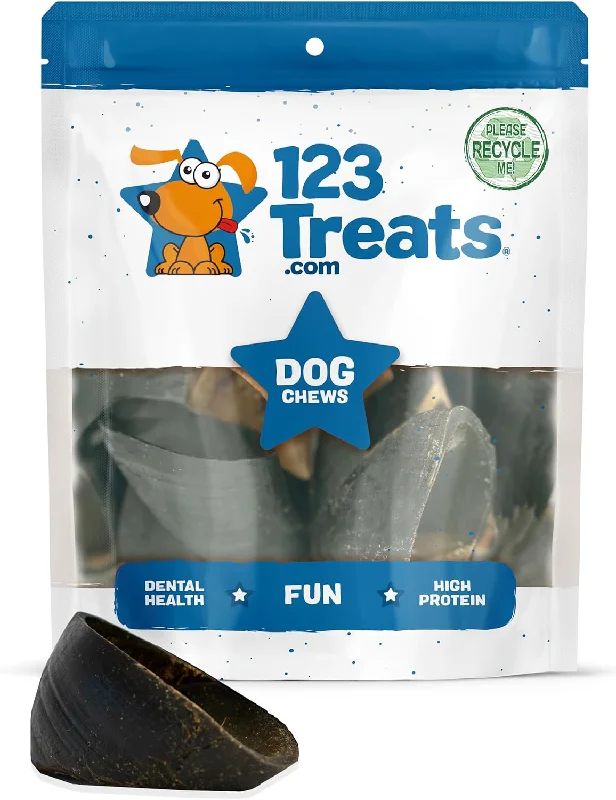 HOOVES for Dogs 10, 25 or 50 Count | 100% Natural Long-lasting Dental dog Chews made from Beef Hoof From 123 Treats