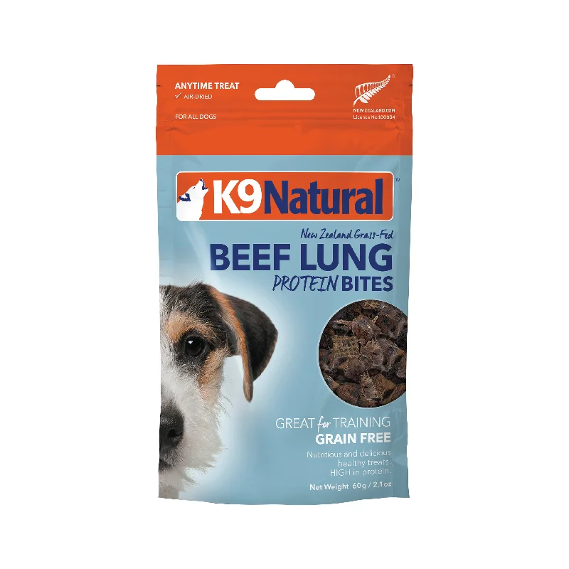 K9 Natural Grain Free Air Dried Dog Treat Protein Bites Beef Lung 60g