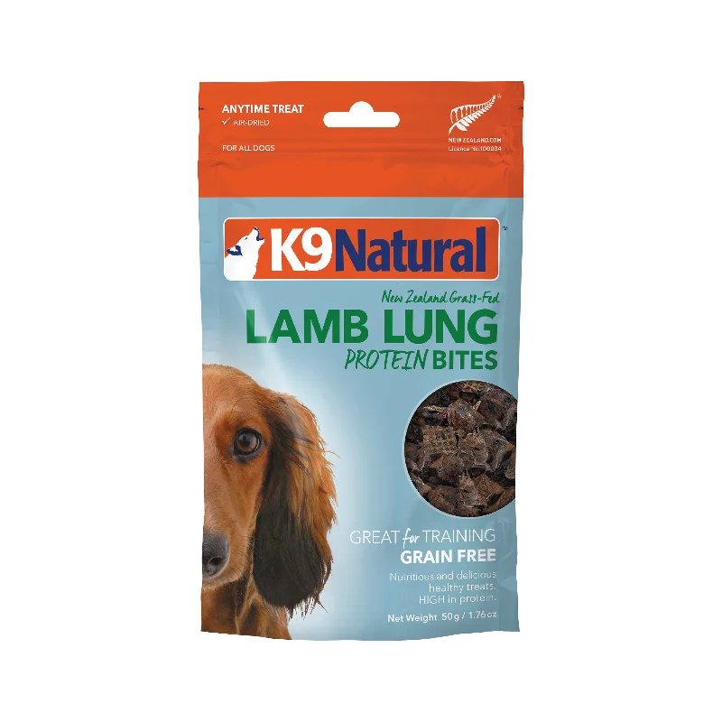 K9 Natural Grain Free Air Dried Dog Treat Protein Bites Lamb Lung 50g