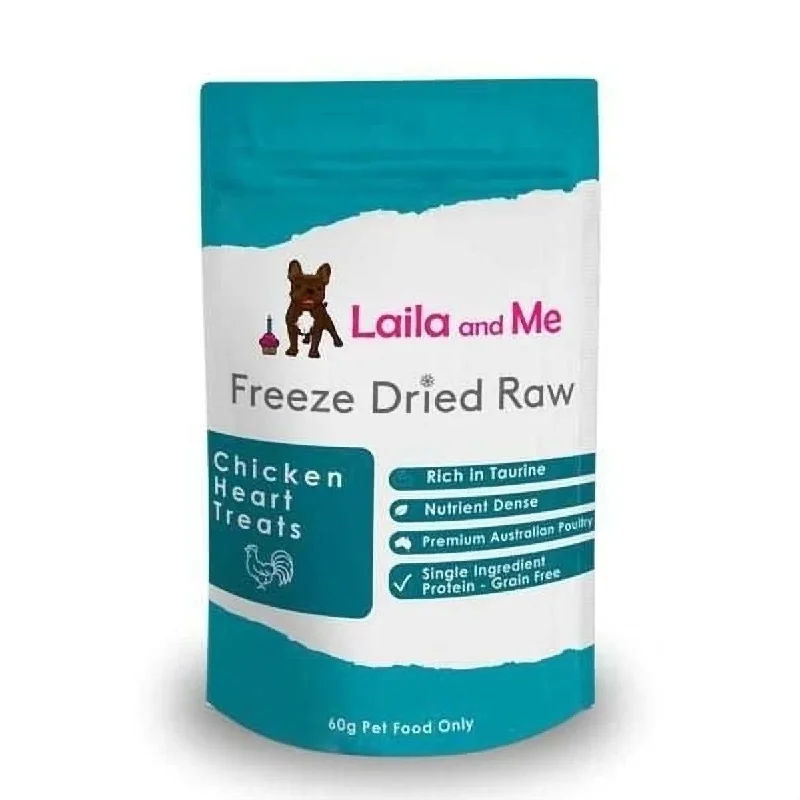 Laila & Me Freeze Raw Dried Australian Chicken Hearts Dog and Cat Treats 60g