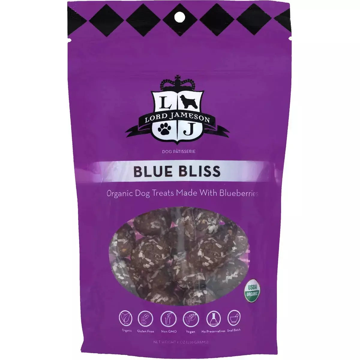 Lord Jameson Blue Bliss Vegan Organic Dog Treats 6oz