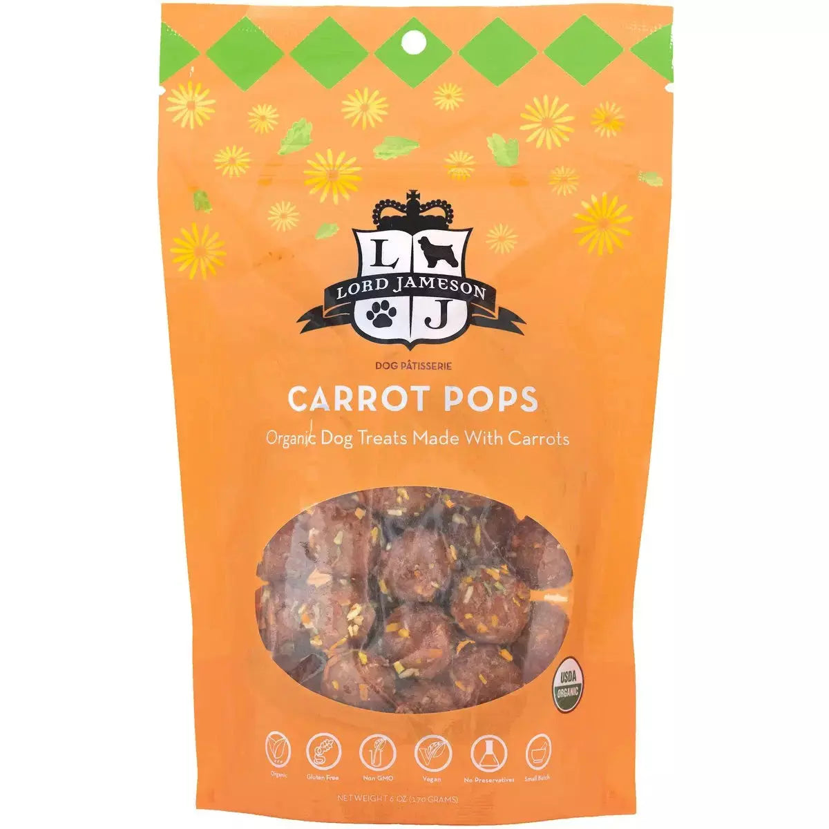 Lord Jameson Carrot Pops Organic Dog Treats 6oz