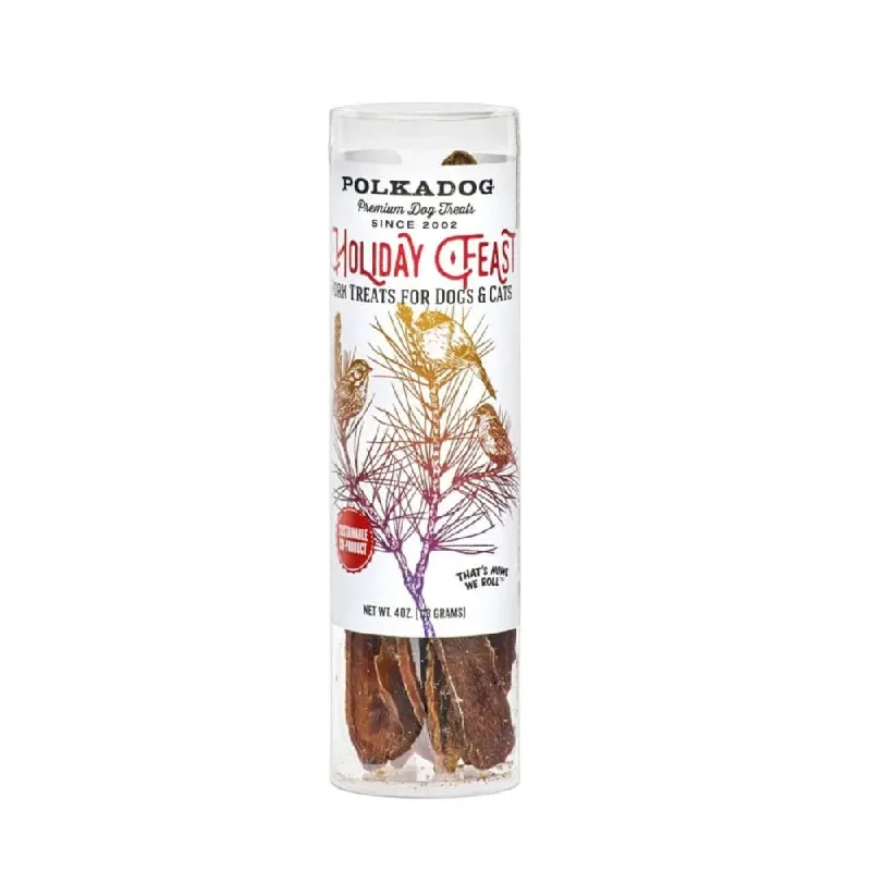 Polka Dog Holdiay Tube Holiday Feast Pork Kidney Dog Cat Treats 4oz